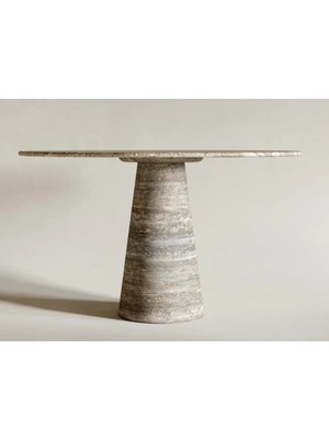 Miarik Design Kenyon-Silver Traverten Mermer Yemek Masası