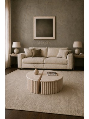 Miarik Design Sasha - Traverten Genis Papatya Yuvarlak Sehpa