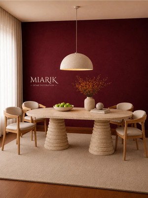 Miarik Design Livia Traverten Mermer Yemek Masası