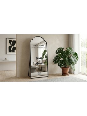 Lora Wedding Nişan Ayna Yazısı Isme Özel 50CM Altın | Welcome To The Wedding ve Isimleriniz Yazılı Söz Nişan Düğün Için Karşılama Ayna Yazısı Sticker, Folyo, Vinil