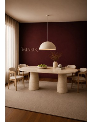 Miarik Design Paul-Traverten Mermer Huni Ayak Yemek Masası