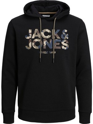 Jack & Jones Erkek Logo Baskili Kapüsonlu Sweatshirt - James