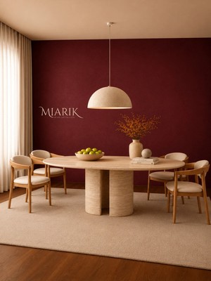 Miarik Design Appoline-Traverten Mermer Yemek Masası