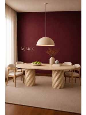 Miarik Design Traverten Forest Mermer Yemek Masası