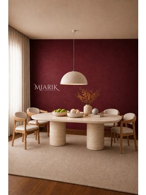 Miarik Design 2 Mermi Calandha Ayaklı Traverten Mermer Yemek Masası