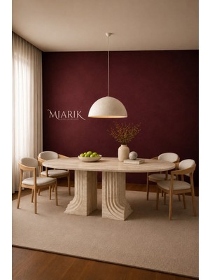 Miarik Design Zora-Traverten Mermer Yemek Masası