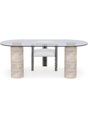 Miarik Design Sutcam-Traverten Mermer Ayaklı Yemek -Çalışma, Ofis Masası