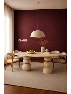 Miarik Design Efsu-Traverten Mermer Yemek Masası