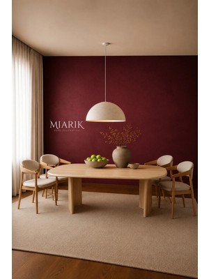 Miarik Design Yarım Ay Ayaklı Traverten Mermer Yemek Masası