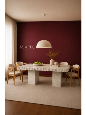 Miarik Design Patdakor-Traverten Mermer Küp Ayak Yemek Masası