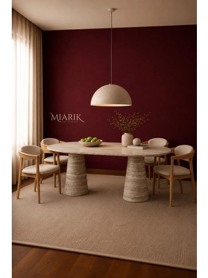 Miarik Design Husi-Silver Traverten Mermer Yemek Masası