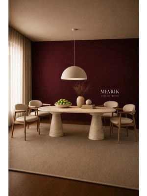 Miarik Design Joy 2 Ayaklı Traverten Mermer Yemek Masası