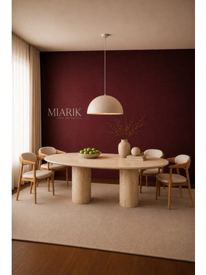 Miarik Design Daniela-Traverten Mermer Yemek Masası