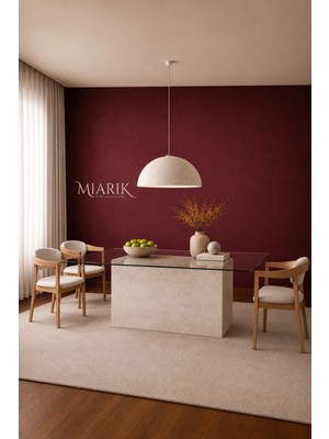 Miarik Design Taika - Traverten Cam Tablali Yemek Masasi