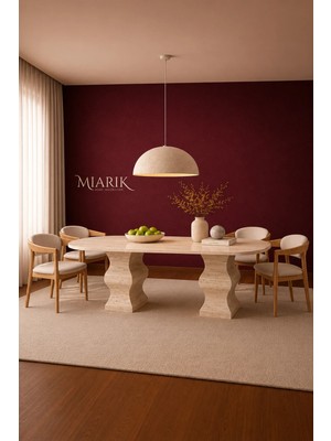 Miarik Design Traverten Torrena Mermer Yemek Masası