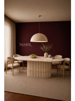 Miarik Design Tares-Traverten Mermer Yemek Masası