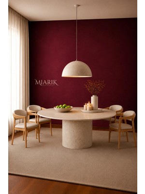 Miarik Design Zack-Traverten Mermer Yuvarlak Tek Silindir Ayakyemek Masası