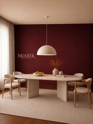 Miarik Design Traverten Uzun V Ayak Oval Yemek Masası