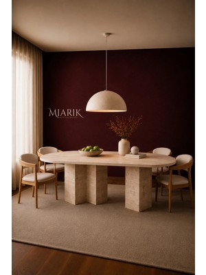 Miarik Design Ucget-Traverten Mermer Yemek Masası