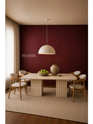 Miarik Design Edna Traverten Küp Sütun Ayak Yemek Masası