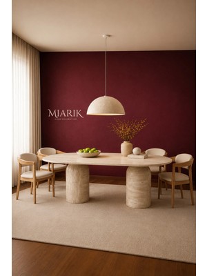 Miarik Design Kumsaiki-Traverten Mermer Yemek Masası