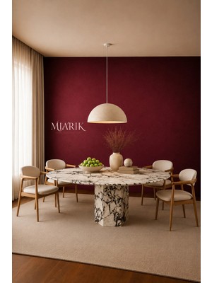 Miarik Design Yuvarlak Altıgen Ayak Menekse Mermer Yemek Masası