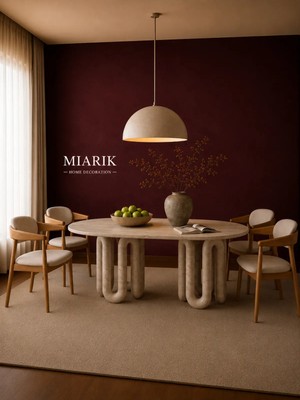 Miarik Design Traverten Mermer Yemek Masası Yilan Yilnsa