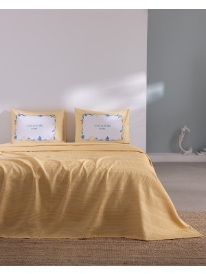 Madame Coco Mathilda King Size %100 Pamuk Karde Düz Pike Takım 240 x 220 cm Sarı 3 Parça