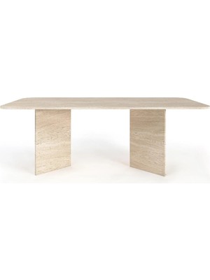 Miarik Design Jesse-Traverten Mermer Uzun V Ayak Yemek Masası