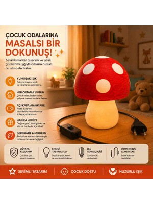 Dekoratif Mantar Gece Lambası Çocuk Odası Abajur Günbatımı Işığı LED Masa Lambası