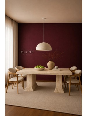 Miarik Design 2 Ayaklı Ofsy Traverten Mermer Yemek Masası