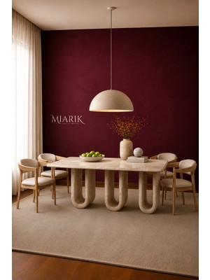 Miarik Design Austin-Traverten Mermer Serbest Şekil Bulut Yemek Masası