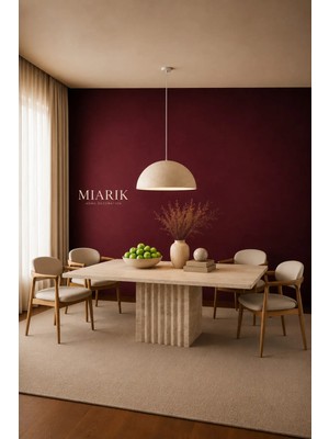 Miarik Design Tek Küp Sütun Ayak Mira Traverten Mermer Yemek Masası