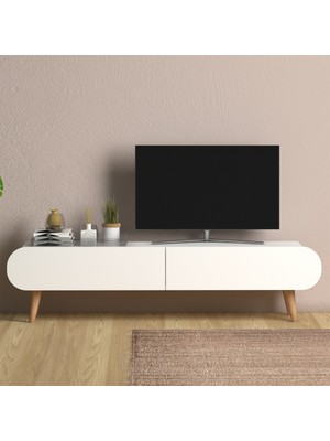 Monte Sehpa Lotus Beyaz Tv Ünitesi Suntalam Malzemeden 120x31 cm Modern Tasarım