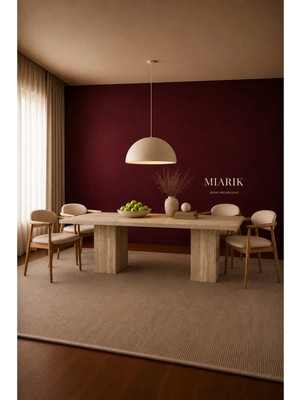 Miarik Design Artodus 2 Ayaklı Traverten Mermer Yemek Masası