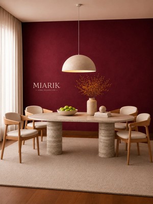 Miarik Design Silver Traverten  Gumus Gri Mermer Yemek Masası