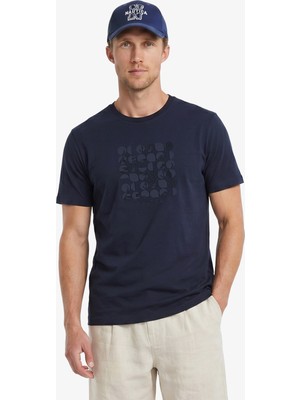 Nautica Erkek Lacivert Regular Fit Baskılı T-Shirt V65353T.4NV