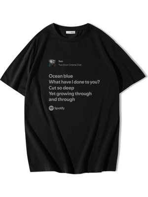 Brz Collection Unisex Oversize Two Door Cinema Club - Sun T-Shirt Siyah