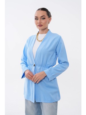 Mega Life Tek Düğmeli Belden Lastikli Dabıl Kimono