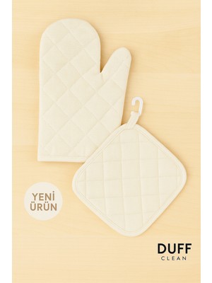 Duff Clean M Beden Yanmaz Fırın Eldiveni ve Fırın Tutacağı (1 Eldiven 1 Tutacak)