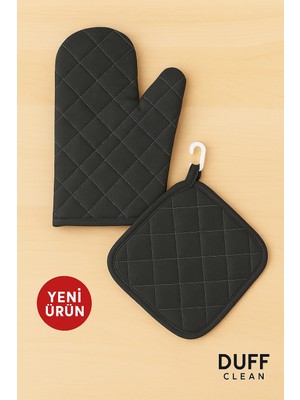 Duff Clean M Beden Yanmaz Fırın Eldiveni ve Fırın Tutacağı (1 Eldiven 1 Tutacak)