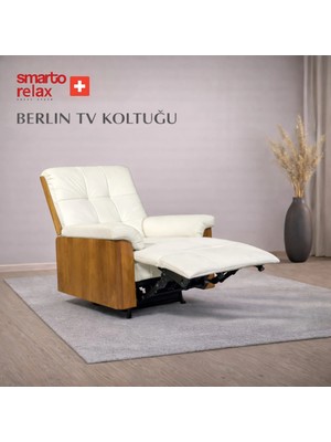 Smarto Relax TV Koltuğu Berlin Elektrikli, Döner, Sallanan Kontrol Panelli Sırt Dayanağı Kontrol Panelli Ergonomik Kırmızı Deri Dekoratif Baba Koltuğu