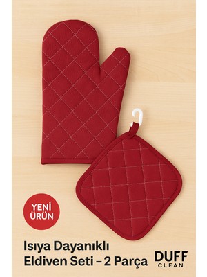 Duff Clean M Beden Yanmaz Fırın Eldiveni ve Fırın Tutacağı (1 Eldiven 1 Tutacak)