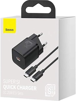 Vuralsin38 Super Si Pd 25W Type-C To Type-C Kablo Duvar Şarj Seti Siyah