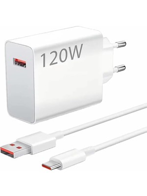 Vuralsin38 Yeco 120W Type-C Ultra Hızlı Şarj Adaptörü ve Kablo Seti, Hızlı Şarj Destekli, Beyaz