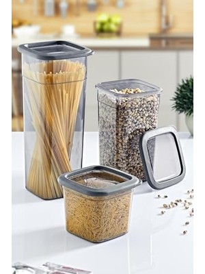 Vuralsin38 2'li Set Skali Kare Saklama Kabı (2'şer Adet 740 Ml, 1440 Ml, 2350 Ml)