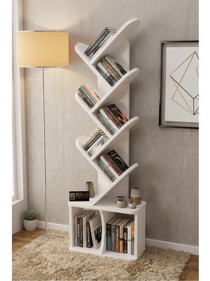 Reyo Falez 10 Raflı Kitaplık Modern Dekoratif Kitap Rafı Çok Katlı Kitap Standı Salon Ofis Organizer 7060 Beyaz