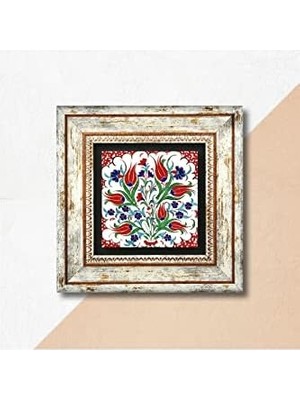 Vuralsin38 Çini Sanatı Lale Taş Duvar Tablosu - Çerçeveli Taş Tablo - Dekoratif Duvar Sanatı - Modern Ev ve Ofis Duvar Dekoru K1-186