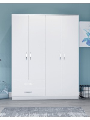 Metalia Novado 4 Kapaklı Gardırop Beyaz Suntalam Modern Tasarım Ayna Yok