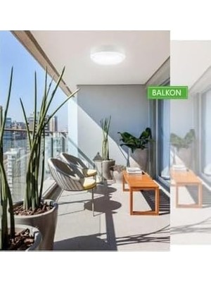 Vuralsin38 Banyo Tavan Lambası 20W Yuvarlak Beyaz Balkon Lambası 6400K Beyaz LED Işık Teras Duvar Lambası (Beyaz)